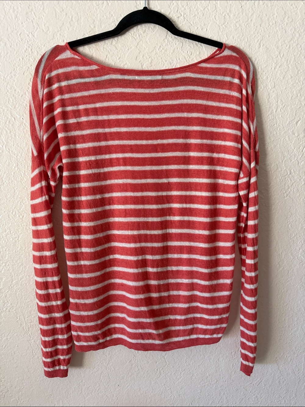 Vince 100% Linen Long-Sleeve Top Size M Orange Ivory Coastal Soft Stretchy - Picture 5 of 6